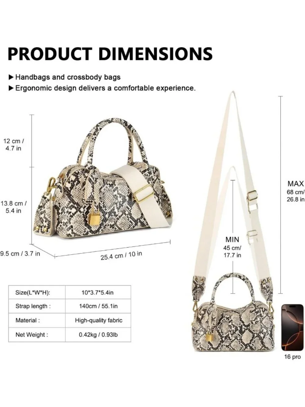 Stylish Snake Print Handbag | PU Leather Top Handle & Adjustable Shoulder Strap